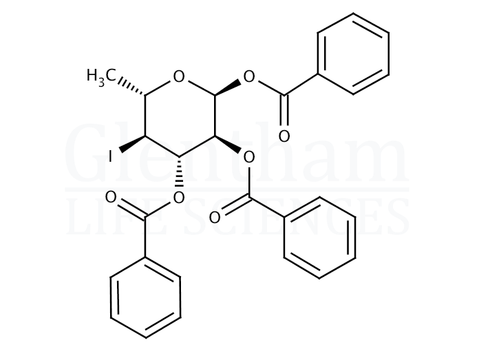 1,2,3-Tri-O-benzoyl-4,6-dideoxy-4-iodo-α-L-glucopyranose Structure
