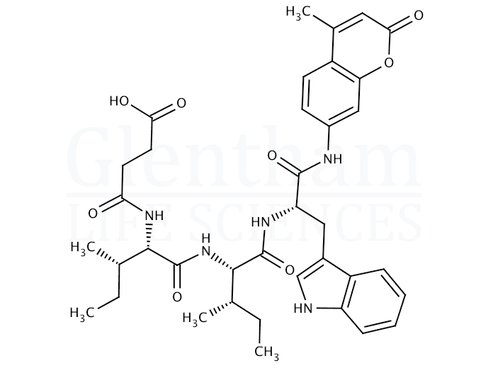 N-Succinyl-Ile-Ile-Trp-7-amido-4-methylcoumarin Structure