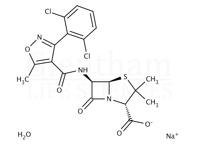 Structure for Dicloxacillin sodium salt monohydrate