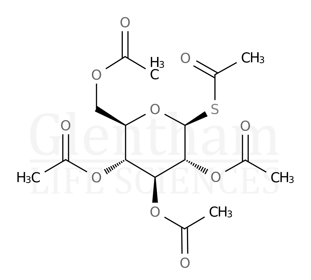 Structure for  1,2,3,4,6-Penta-O-acetyl-1-thio-β-D-glucopyranose  (13639-50-4)