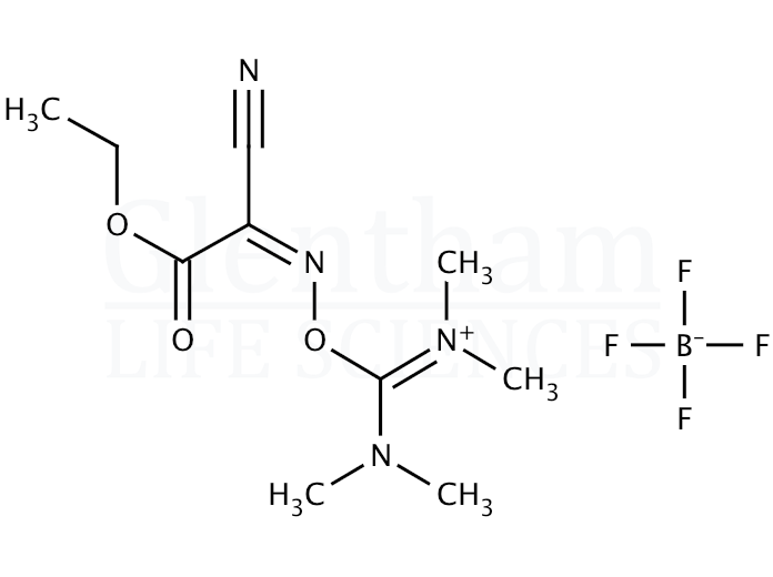 Structure for O-((Ethoxycarbonyl)cyanomethylenamino)-N,N,N''N''-tetramethyluronium tetrafluoroborate (TOTU)