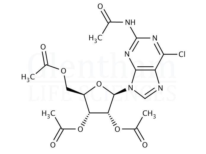 Structure for 2-Acetamido-6-chloro-9-(2'',3'',5''-tri-O-acetyl-b-D-ribofuranosyl)purine (137896-02-7)