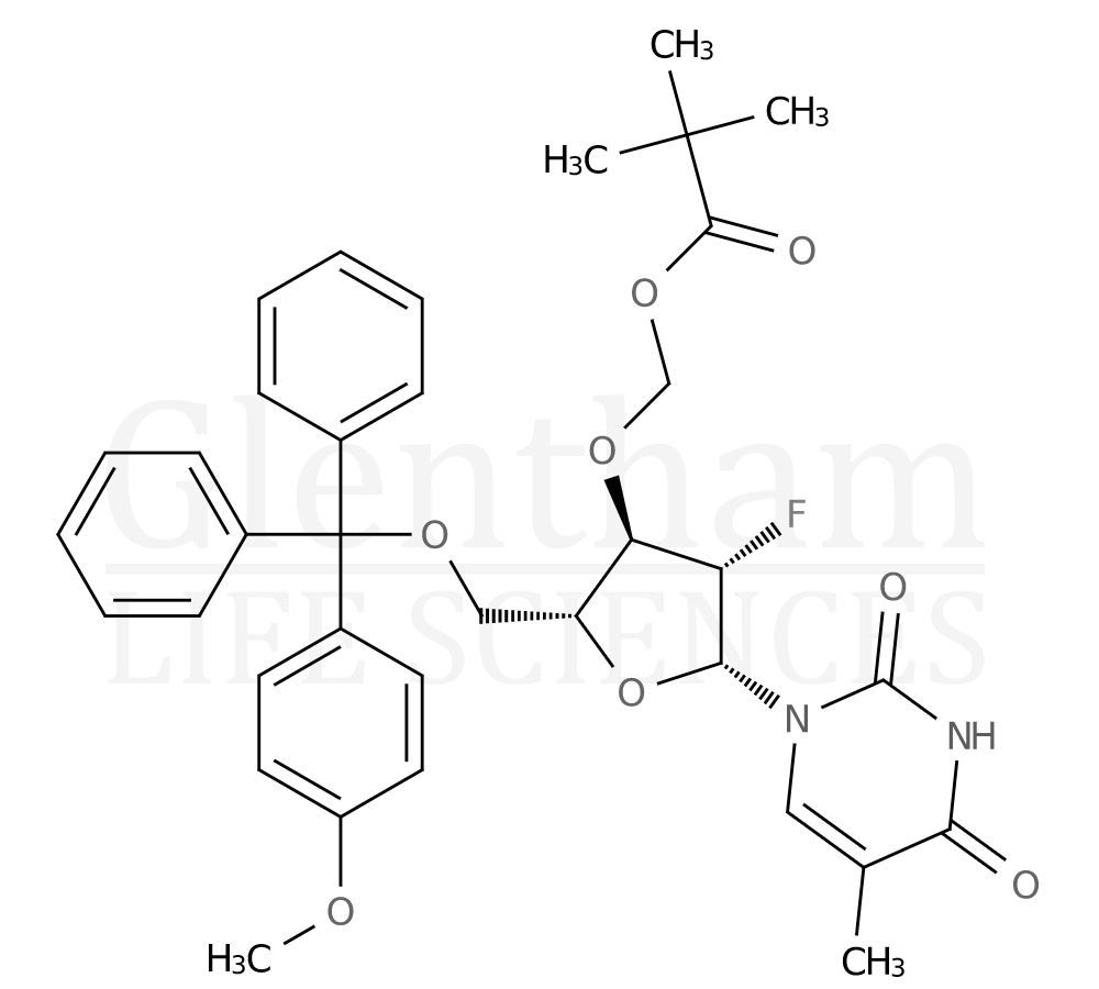 Structure for 3-N-Boc-5''-O-dimethoxytrityl-3''-fluorothymidine