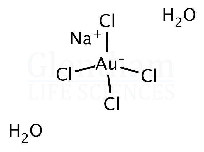 Sodium tetrachloroaurate(III) hydrate, 99.95% (metals basis) Structure