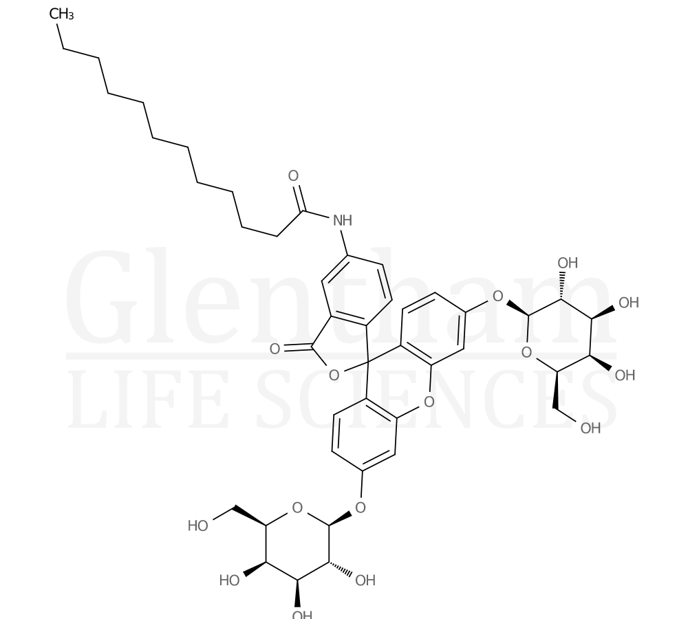 Structure for 5-Dodecanoylaminoflorescein di-b-D-galactopyranoside (138777-25-0)