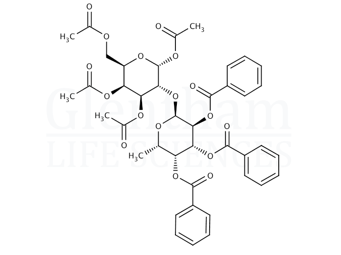 Structure for 1,3,4,6-Tetra-O-acetyl-2-O-(2,3,4-tri-O-benzoyl-a-L-fucopyranosyl)-D-galactopyranose