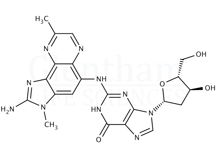 Structure for N-(2-Amino-3,8-dimethylimidazo[4,5-f]quinoxalin-5-yl) 2’-deoxyguanosine