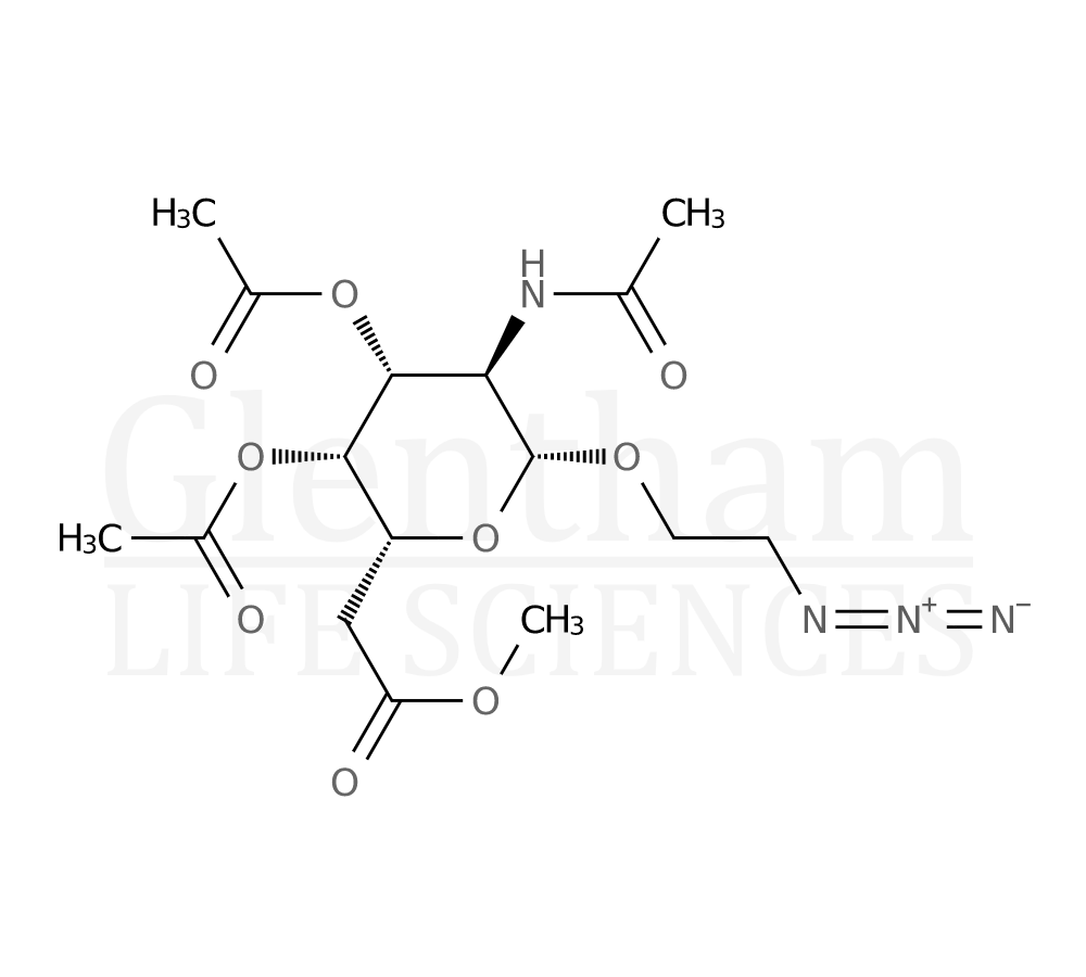 Structure for  2-Azidoethyl 2-acetamido-3,4,6-tri-O-acetyl-2-deoxy-β-D-glucopyranoside  (142072-11-5)