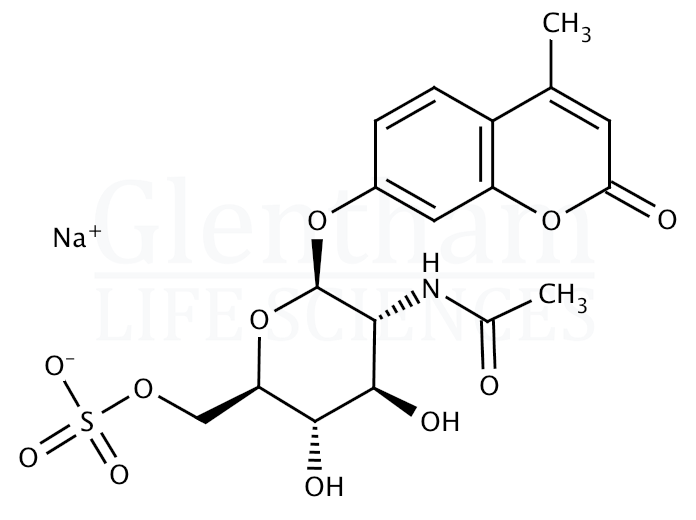 Structure for 4-Methylumbelliferyl 2-acetamido-2-deoxy-b-D-glucopyranoside 6-sulphate sodium salt