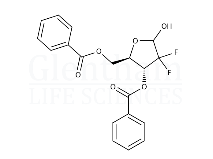 Structure for  3,5-Di-O-benzoyl-2-deoxy-2,2-difluoro-D-ribofuranose  (143157-22-6)