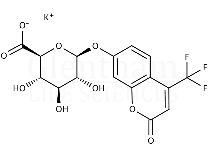 4-Trifluoromethylumbelliferyl b-D-glucuronide potassium salt Structure