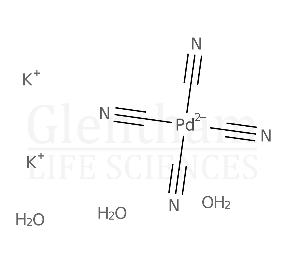 Potassium tetracyanopalladate(II) hydrate, 99.95% (metals basis) Structure