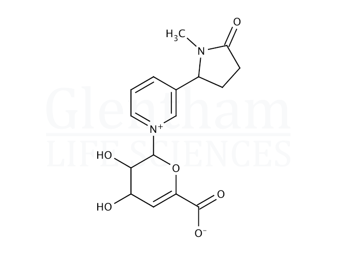 Structure for  Cotinine N-(4-deoxy-4,5-didehydro)-b-D-glucuronide  (146275-15-2)