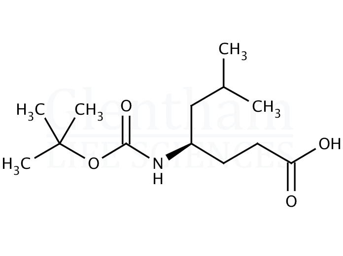 Structure for (R)-4-(Boc-amino)-6-methylheptanoic acid   (146453-32-9)