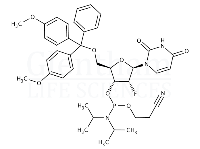 2''-Deoxy-5''-O-DMT-2''-fluorouridine 3-CE phosphoramidite Structure