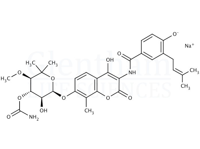 Structure for Novobiocin sodium salt, USP grade (1476-53-5)