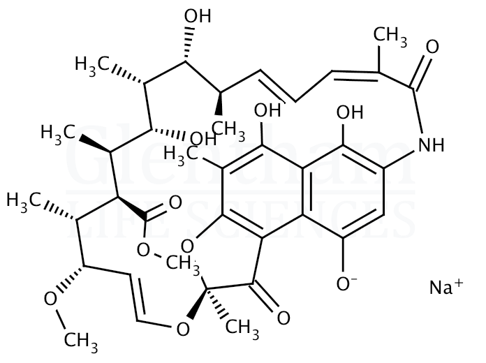 Structure for Rifamycin sodium salt (14897-39-3)