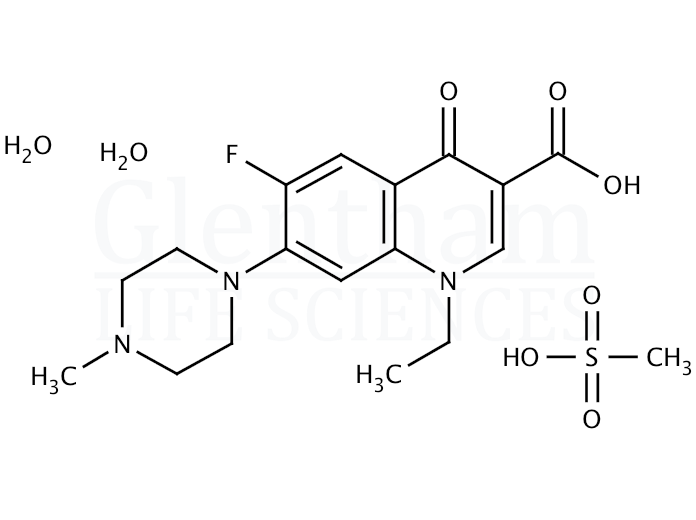 Structure for  Pefloxacin mesylate dihydrate  (149676-40-4)