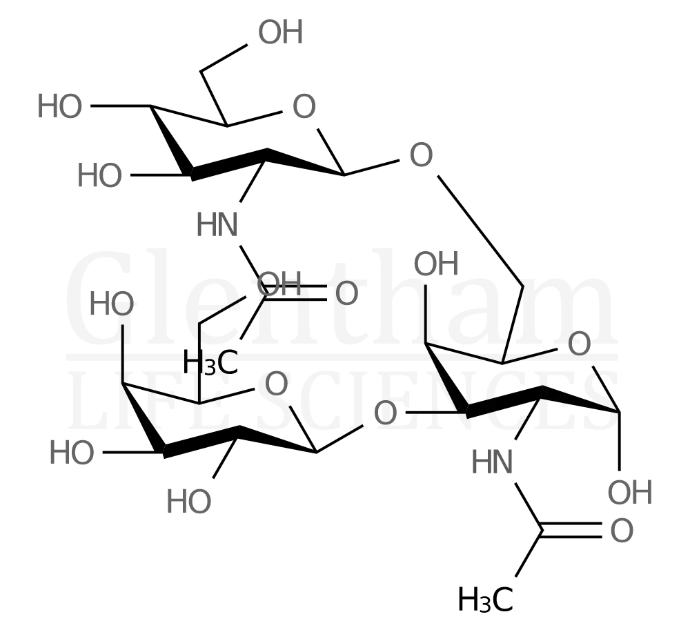 Structure for 2-Acetamido-6-O-(2-acetamido-2-deoxy-b-D-glucopyranosyl)-3-O-(b-D-galactopyranosyl)-2-deoxy-a-D-galactopyranose