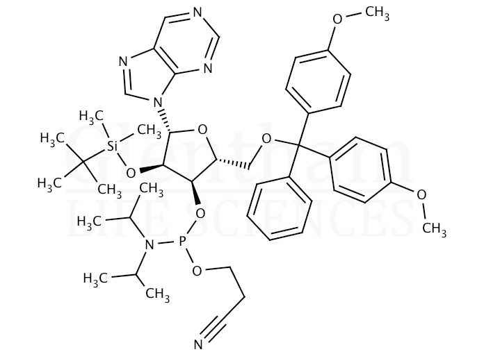 Structure for 2''-O-tert-Butyldimethylsilyl-5-O-DMT-nebularine 3''-CE phosphoramidite