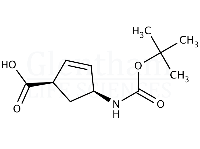 Structure for (1R,4S)-(+)-4-(Boc-amino)-2-cyclopentene-1-carboxylic acid  