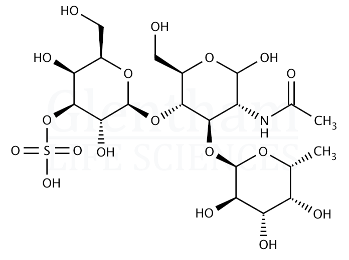 2-Acetamido-2-deoxy-4-O-(3-sulfo-a-D-galactopyranosyl)-3-O-(a-L-fucopyranosyl)-D-glucopyranoside Structure