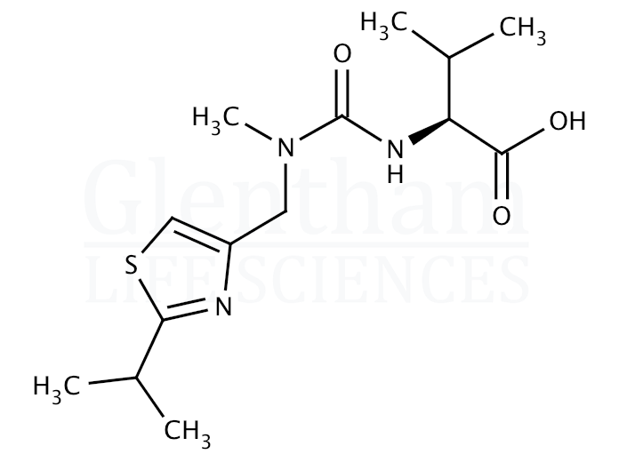 Structure for N-[[N-Methyl-N-[(2-isopropyl]-4-thiazolyl)methyl)amino]carbonyl-L-valine carboxylic acid