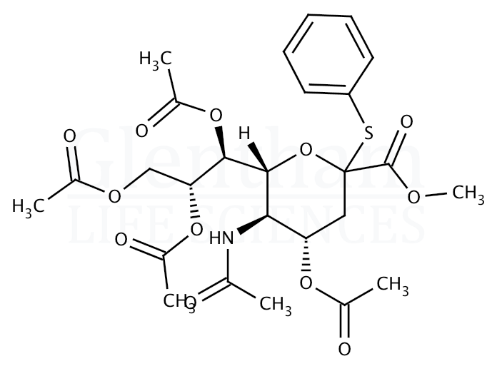 Phenyl 4,7,8,9-tetra-O-acetyl-2-thio-N-acetyl-a-D-neuraminic acid methyl ester Structure