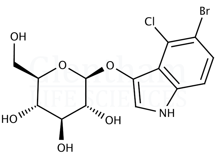 Structure for 5-Bromo-4-chloro-3-indolyl b-D-glucopyranoside (15548-60-4)