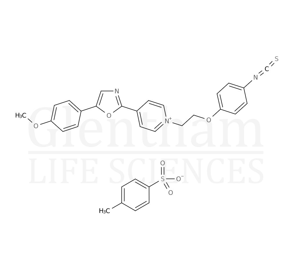 Structure for  1-[2-(4-Isothiocyanatophenoxy)ethyl]-4-[5-(4-methoxyphenyl)-2-oxazolyl] pyridinium tosylate  (155862-93-4)