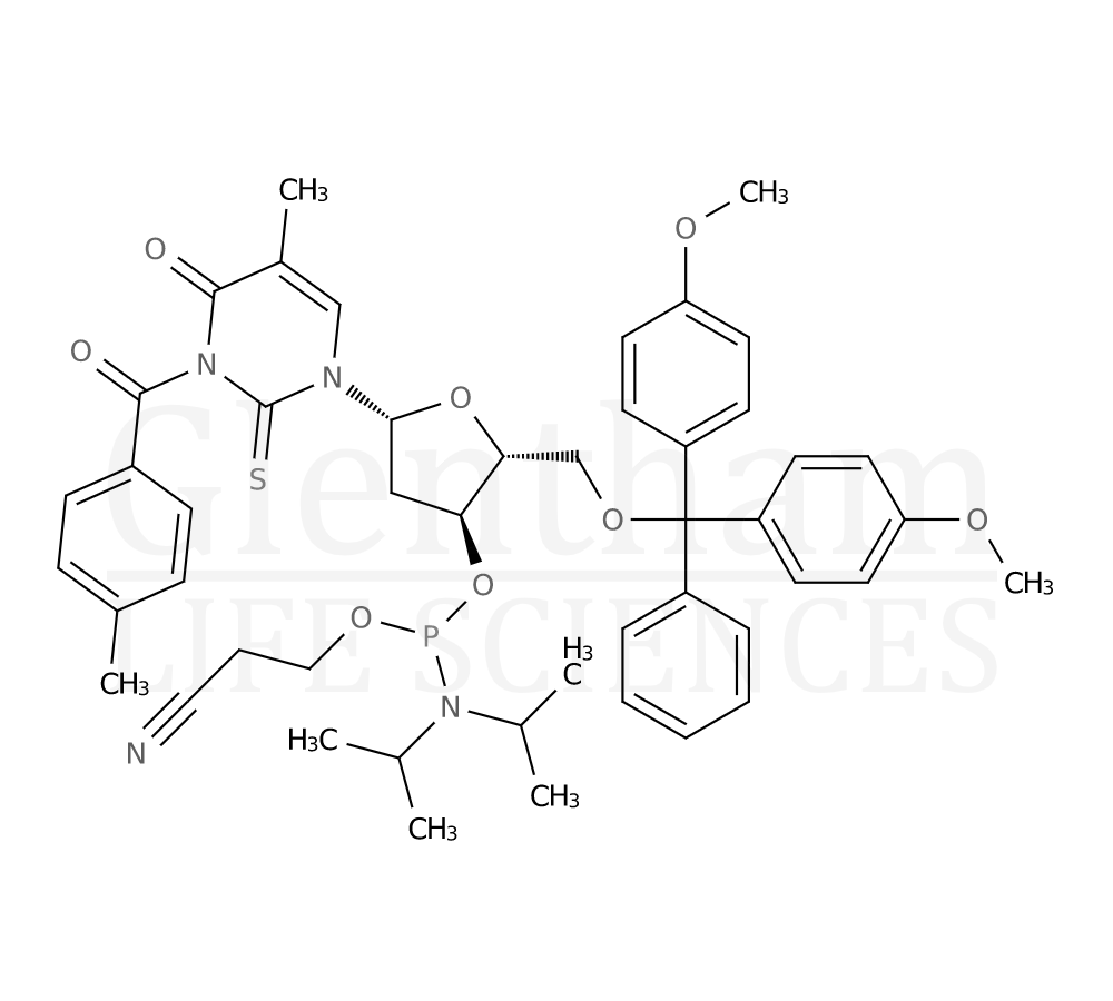 Structure for 2''-Deoxy-5''-O-DMT-2-thio-N4-toluoylthymidine 3''-CE phosphoramidite