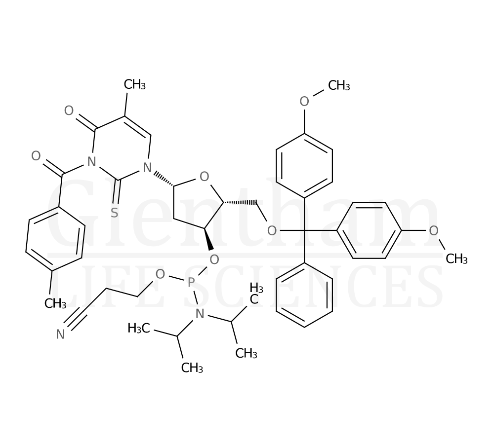 2''-Deoxy-5''-O-DMT-2-thio-N4-toluoylthymidine 3''-CE phosphoramidite Structure