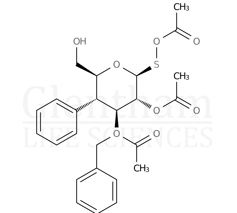 Structure for phenyl 2,4,6-tri-O-acetyl-3-O-benzyl-1-thio-b-D-glucopyranoside  