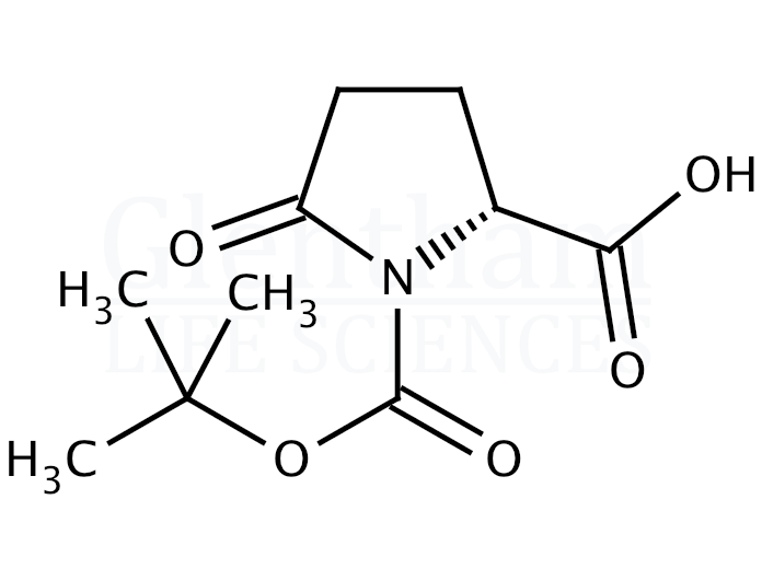 Structure for (R)-Boc-5-oxopyrrolidine-2-carboxylic acid  (160347-90-0)