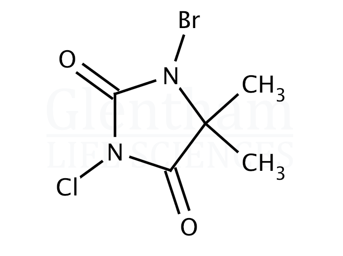 1-Bromo-3-chloro-5,5-dimethylhydantoin (BCDMH) Structure