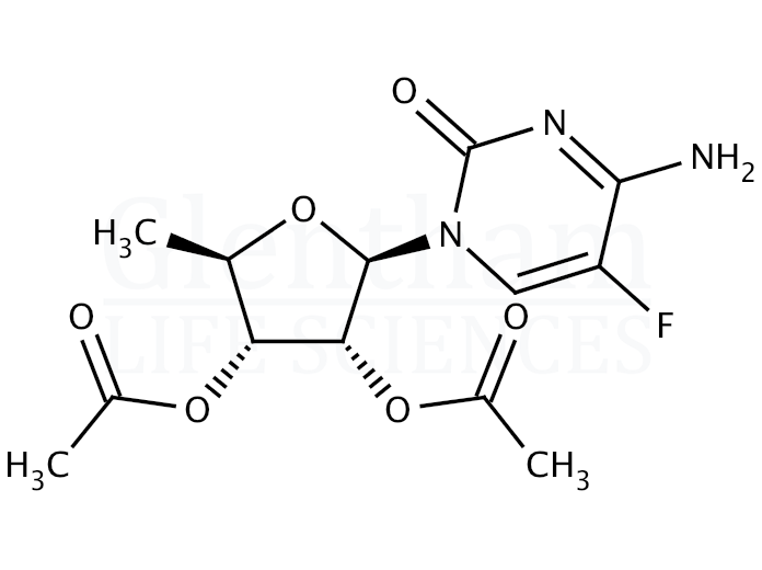 Structure for 2'',3''-di-O-Acetyl-5''-deoxy-5-fluorocytidine (161599-46-8)