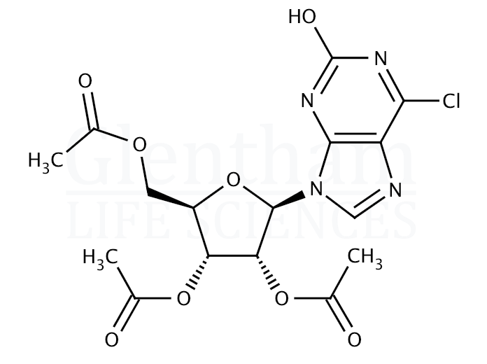 6-Chloro-2-hydroxy-9-(2'',3'',5''-tri-O-acetyl-b-D-ribofuranosyl)purine Structure