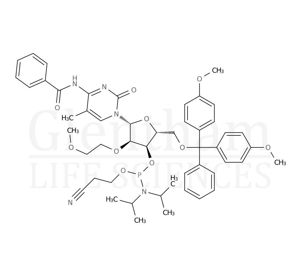 N4-Benzoyl-5''-O-DMT-2''-O-methylcytidine 3''-CE phosphoramidite Structure