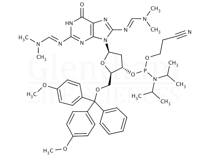 2''-Deoxy-N2,N8-di-DMF-5''-O-DMT-guanosine 3''-CE phosphoramidite Structure