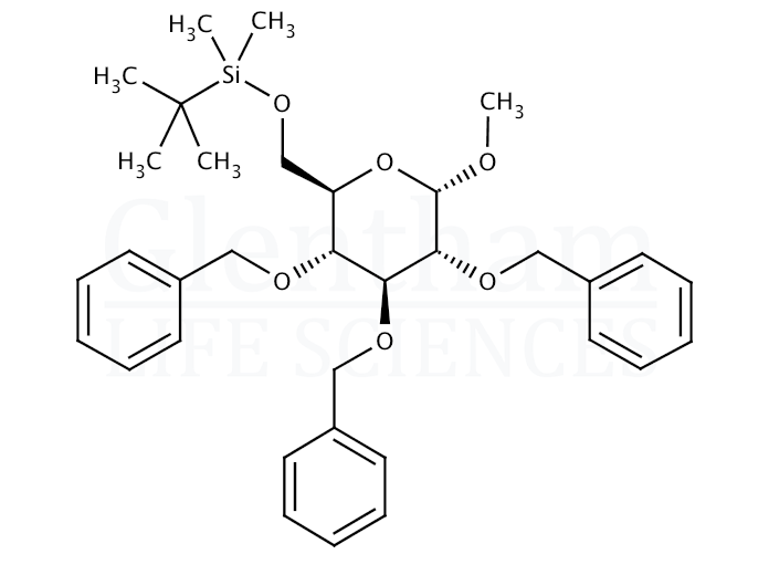 Structure for Methyl 2,3,4-tri-O-benzyl-6-O-tert-butyldimethylsilyl-a-D-glucopyranoside