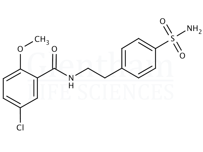 Structure for Glibenclamide impurity A (4-(2-(5-Chloro-2-methoxybenzamido)ethyl)phenylsulfonamide)