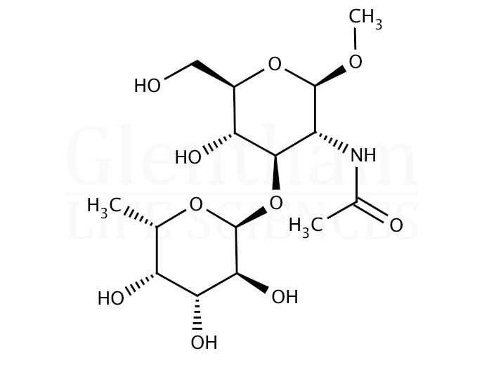 Structure for Methyl 2-acetamido-2-deoxy-3-O-(a-L-fucopyranosyl)-b-D-glucopyranoside