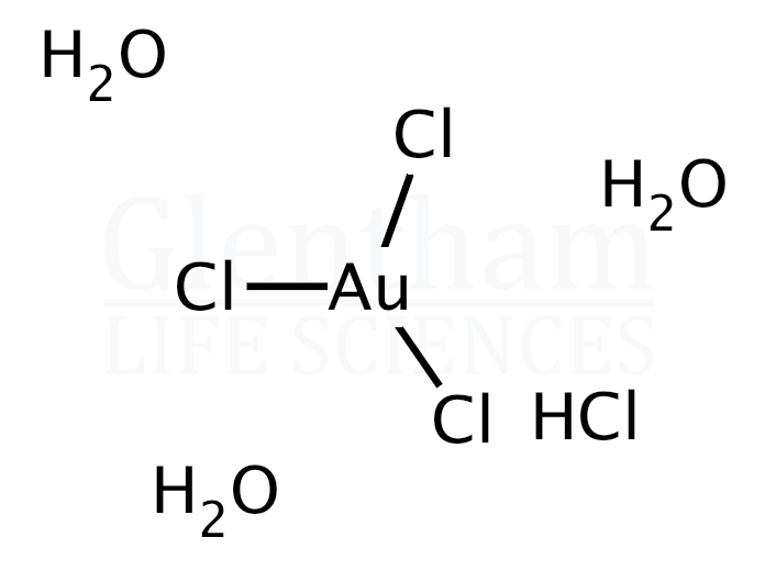 Hydrogen tetrachloroaurate(III) hydrate, 99.95% (metals basis) Structure