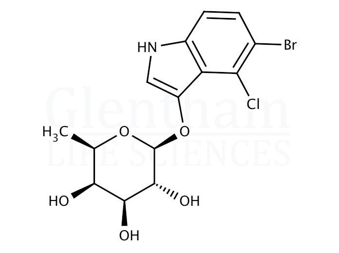 Structure for 5-Bromo-4-chloro-3-indolyl b-D-fucopyranoside (17016-46-5)