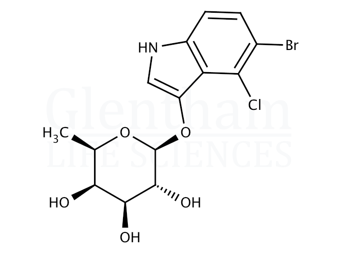 Structure for  5-Bromo-4-chloro-3-indolyl b-D-fucopyranoside  (17016-46-5)