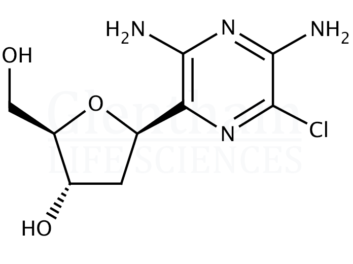 Structure for 2-Chloro-6-(2''-deoxy-b-D-ribofuranosyl)-3,5-diaminopyrazine (173256-61-6)
