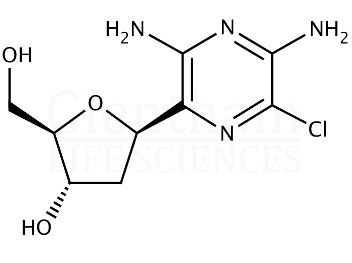Structure for  2-Chloro-6-(2''-deoxy-b-D-ribofuranosyl)-3,5-diaminopyrazine  (173256-61-6)