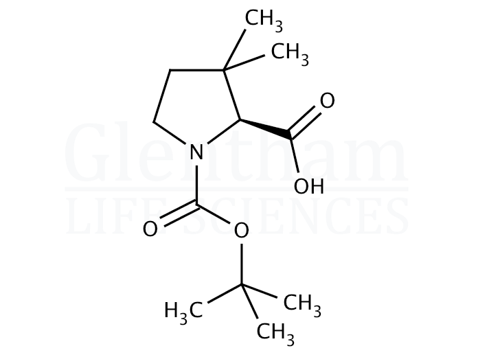 Boc-(2S)-3,3-dimethyl-2-pyrrolidenecarboxylic acid Structure