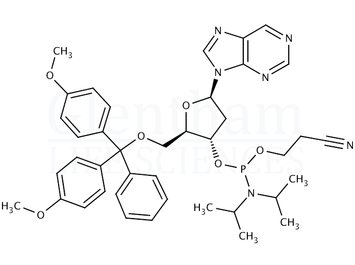 Structure for 2''-Deoxy-5''-O-DMT-nebularine 3''-CE phosphoramidite