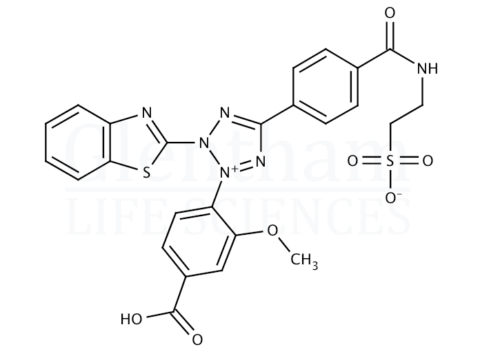 2-Benzothiazolyl-3-(4-carboxy-2-methoxyphenyl)-5-(4-(2-sulfoethylcarbamoyl)phenyl)-2H-tetrazolium Structure